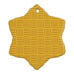 Plaid Line Orange Yellow Snowflake Ornament (Two Sides) Front