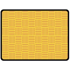 Plaid Line Orange Yellow Double Sided Fleece Blanket (large) 