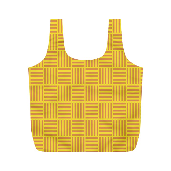 Plaid Line Orange Yellow Full Print Recycle Bags (M) 
