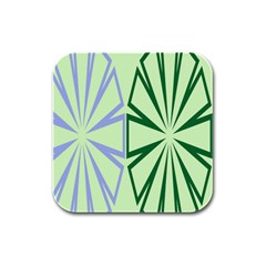 Starburst Shapes Large Green Purple Rubber Square Coaster (4 Pack)  by Alisyart