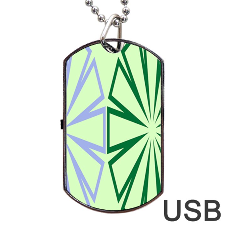 Starburst Shapes Large Green Purple Dog Tag USB Flash (Two Sides)