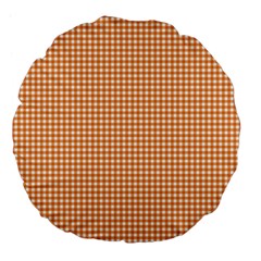 Orange Tablecloth Plaid Line Large 18  Premium Flano Round Cushions