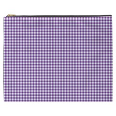 Purple Tablecloth Plaid Line Cosmetic Bag (xxxl) 