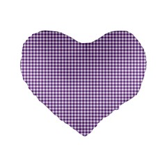 Purple Tablecloth Plaid Line Standard 16  Premium Flano Heart Shape Cushions by Alisyart