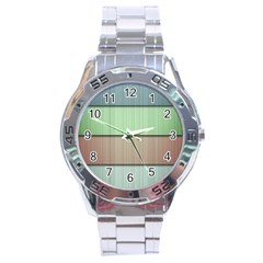 Modern Texture Blue Green Red Grey Chevron Wave Line Stainless Steel Analogue Watch