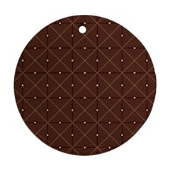 Coloured Line Squares Plaid Triangle Brown Line Chevron Ornament (round)