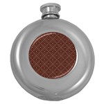 Coloured Line Squares Plaid Triangle Brown Line Chevron Round Hip Flask (5 oz) Front