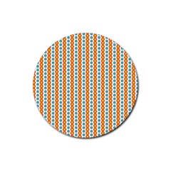 Sunflower Orange Gold Blue Floral Rubber Coaster (round)  by Alisyart