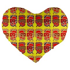 Funny Faces Large 19  Premium Heart Shape Cushions by Amaryn4rt