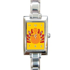 Animals Bird Pet Turkey Red Orange Yellow Rectangle Italian Charm Watch by Alisyart