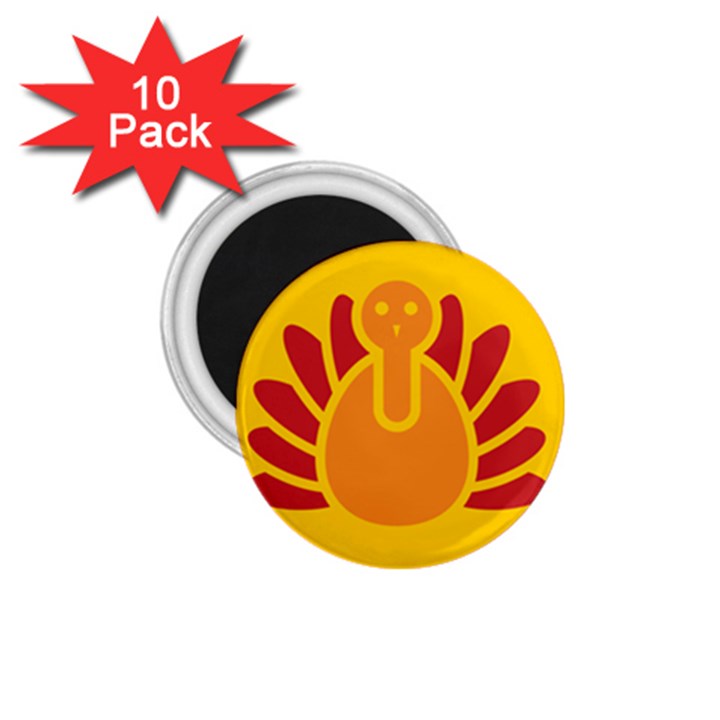 Animals Bird Pet Turkey Red Orange Yellow 1.75  Magnets (10 pack) 