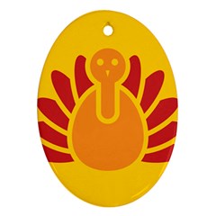 Animals Bird Pet Turkey Red Orange Yellow Oval Ornament (two Sides)