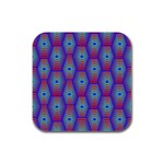Red Blue Bee Hive Pattern Rubber Square Coaster (4 pack)  Front