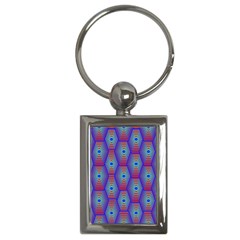 Red Blue Bee Hive Pattern Key Chains (rectangle)  by Amaryn4rt