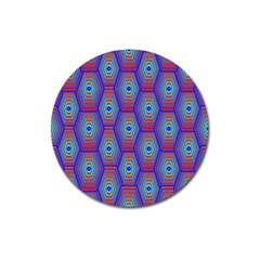 Red Blue Bee Hive Pattern Magnet 3  (round) by Amaryn4rt