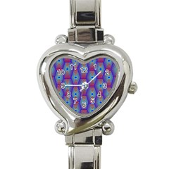 Red Blue Bee Hive Pattern Heart Italian Charm Watch by Amaryn4rt