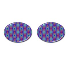 Red Blue Bee Hive Pattern Cufflinks (oval) by Amaryn4rt