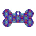 Red Blue Bee Hive Pattern Dog Tag Bone (Two Sides) Front