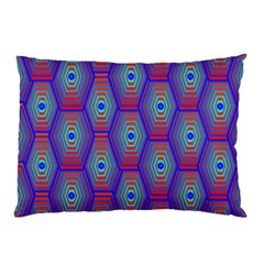 Red Blue Bee Hive Pattern Pillow Case by Amaryn4rt