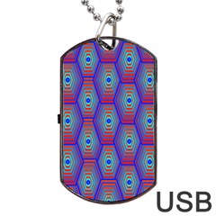 Red Blue Bee Hive Pattern Dog Tag Usb Flash (one Side)