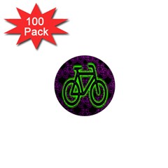 Bike Graphic Neon Colors Pink Purple Green Bicycle Light 1  Mini Magnets (100 Pack) 