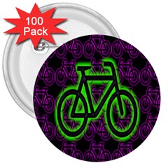 Bike Graphic Neon Colors Pink Purple Green Bicycle Light 3  Buttons (100 Pack)  by Alisyart