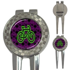 Bike Graphic Neon Colors Pink Purple Green Bicycle Light 3-in-1 Golf Divots by Alisyart