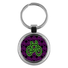 Bike Graphic Neon Colors Pink Purple Green Bicycle Light Key Chains (round)  by Alisyart