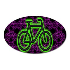 Bike Graphic Neon Colors Pink Purple Green Bicycle Light Oval Magnet by Alisyart