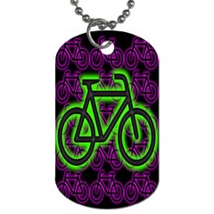 Bike Graphic Neon Colors Pink Purple Green Bicycle Light Dog Tag (two Sides)