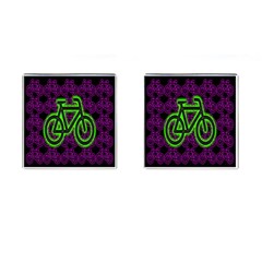 Bike Graphic Neon Colors Pink Purple Green Bicycle Light Cufflinks (square) by Alisyart