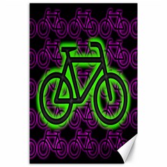 Bike Graphic Neon Colors Pink Purple Green Bicycle Light Canvas 24  X 36 