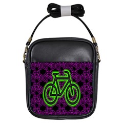 Bike Graphic Neon Colors Pink Purple Green Bicycle Light Girls Sling Bags