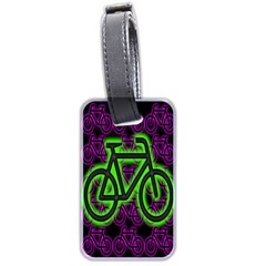 Bike Graphic Neon Colors Pink Purple Green Bicycle Light Luggage Tags (two Sides)