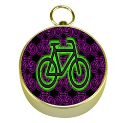 Bike Graphic Neon Colors Pink Purple Green Bicycle Light Gold Compasses by Alisyart