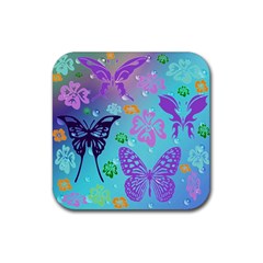 Butterfly Vector Background Rubber Coaster (Square) 