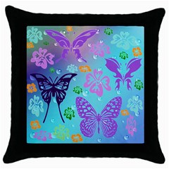 Butterfly Vector Background Throw Pillow Case (Black)