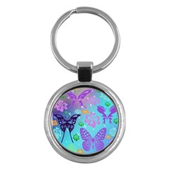 Butterfly Vector Background Key Chains (Round) 