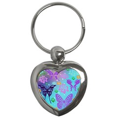 Butterfly Vector Background Key Chains (heart)  by Amaryn4rt