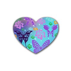 Butterfly Vector Background Heart Coaster (4 pack) 