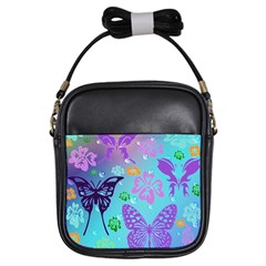 Butterfly Vector Background Girls Sling Bags