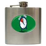 Alarm Clock Weker Time Red Blue Green Hip Flask (6 oz) Front