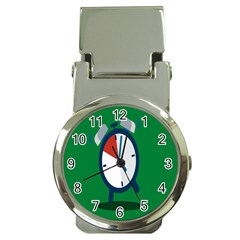 Alarm Clock Weker Time Red Blue Green Money Clip Watches