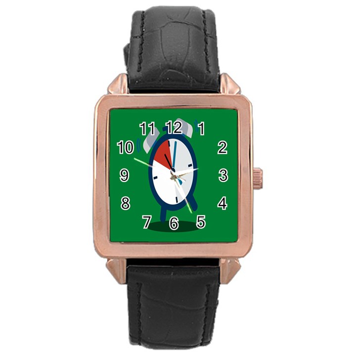 Alarm Clock Weker Time Red Blue Green Rose Gold Leather Watch 