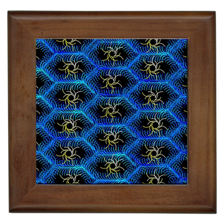 Blue Bee Hive Pattern Framed Tiles