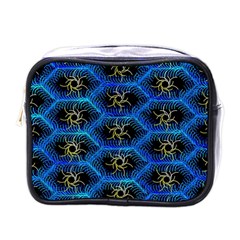 Blue Bee Hive Pattern Mini Toiletries Bags by Amaryn4rt