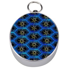 Blue Bee Hive Pattern Silver Compasses by Amaryn4rt