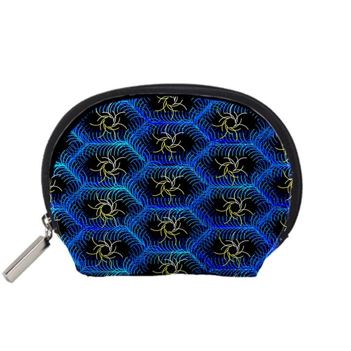 Blue Bee Hive Pattern Accessory Pouches (Small) 