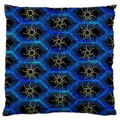 Blue Bee Hive Pattern Large Flano Cushion Case (one Side) by Amaryn4rt