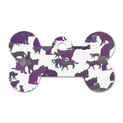 Many Cats Silhouettes Texture Dog Tag Bone (one Side) by Amaryn4rt